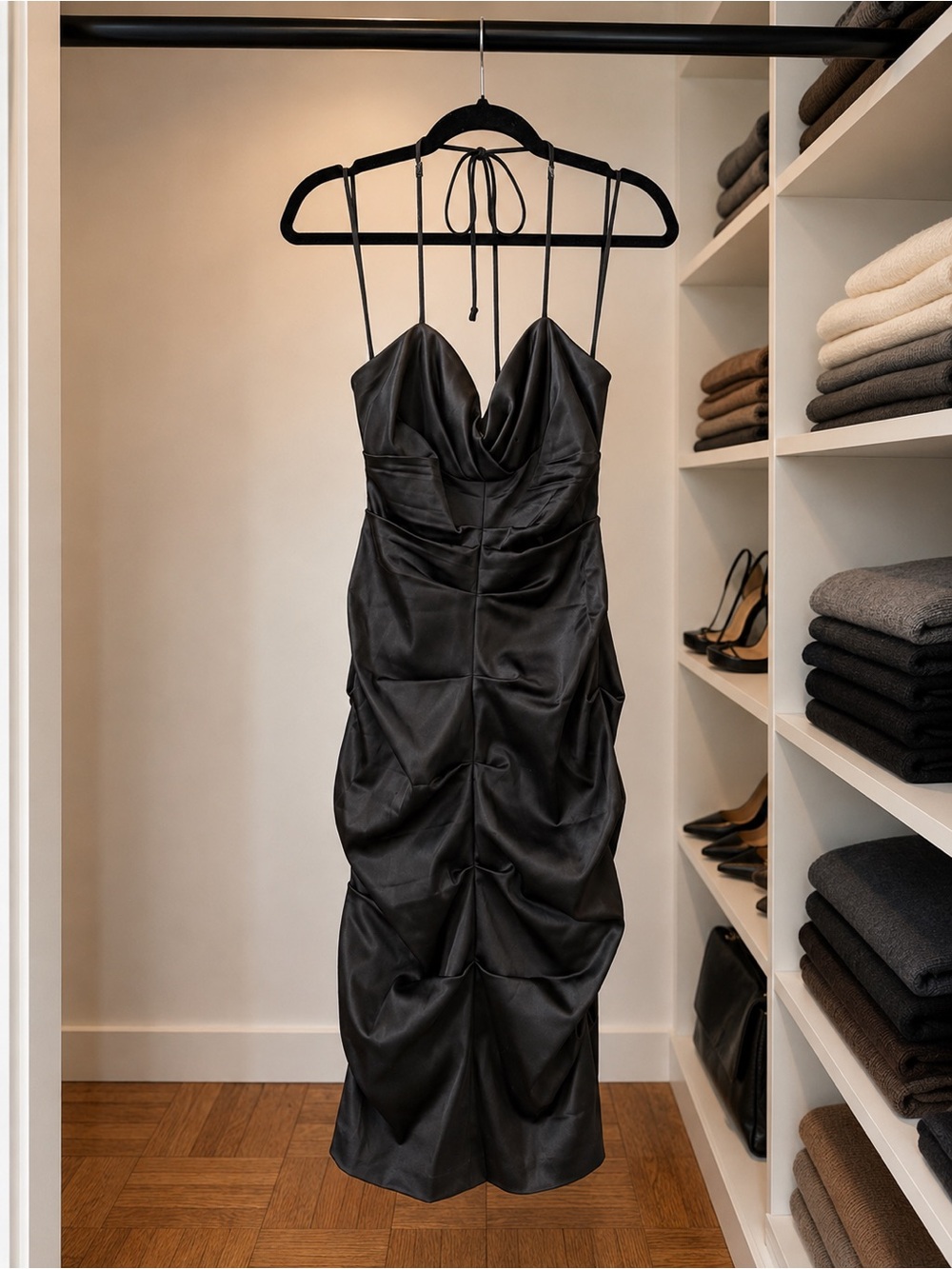 Vintage Camille La Vie Satin Halter Dress | Size 6 | Y2K Formal Cocktail Dress